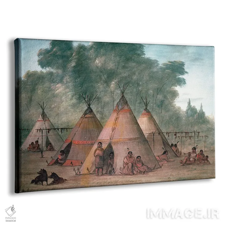 تابلو روستای سو (بومیان آمریکا) اثر جورج کتلین (نقاش بومیان آمریکا) - نمای پرسپکتیو محصول