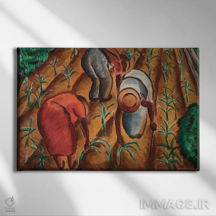 تابلو کم شدن ذرتها (محصول کشاورزی) اثر مالوین گری جانسون - نمای روبهرو روی دیوار