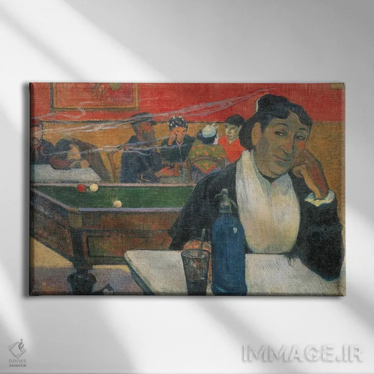 تابلو کافه در آرل (شهر فرانسه) اثر پل گوگن - نمای روبهرو روی دیوار