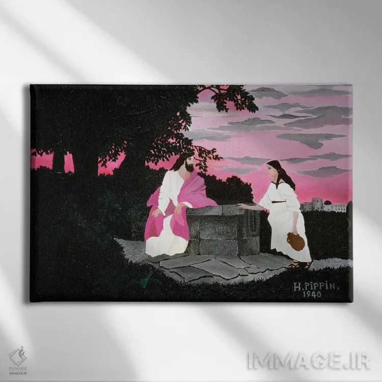 تابلو زن سامری (کتاب مقدس) اثر هوریس پیپین - نمای روبهرو روی دیوار