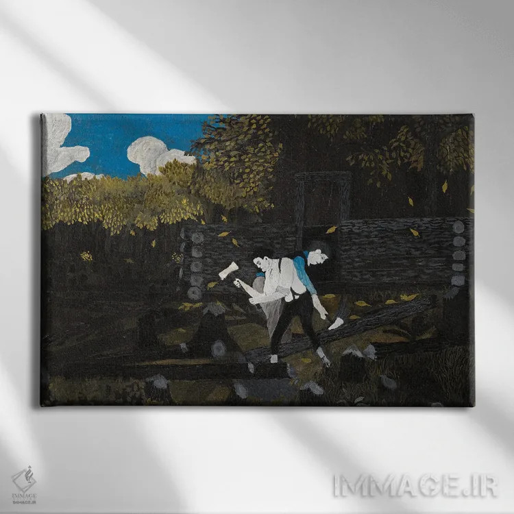 تابلو آبراهام لینکلن و پدرش اثر هوریس پیپین - نمای روبهرو روی دیوار