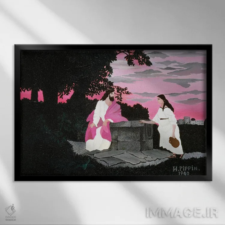 تابلو زن سامری (کتاب مقدس) اثر هوریس پیپین - نمای قابدار مشکی