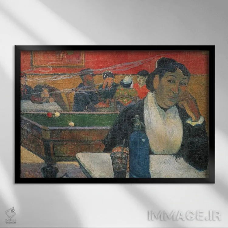 تابلو کافه در آرل (شهر فرانسه) اثر پل گوگن - نمای قابدار مشکی