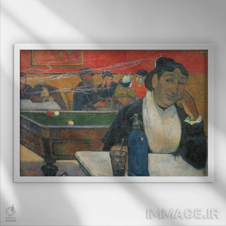 تابلو کافه در آرل (شهر فرانسه) اثر پل گوگن - نمای قابدار سفید