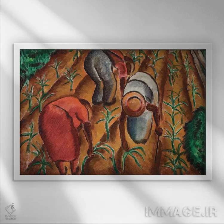 تابلو کم شدن ذرتها (محصول کشاورزی) اثر مالوین گری جانسون - نمای قابدار سفید