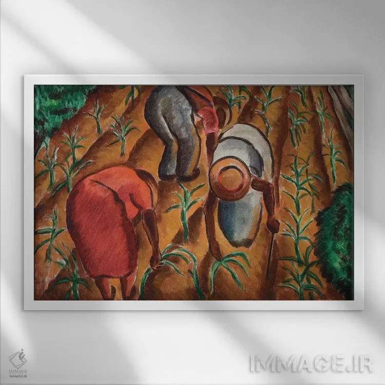 تابلو کم شدن ذرتها (محصول کشاورزی) اثر مالوین گری جانسون - نمای قابدار سفید