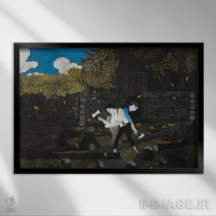 تابلو آبراهام لینکلن و پدرش اثر هوریس پیپین - نمای قابدار مشکی