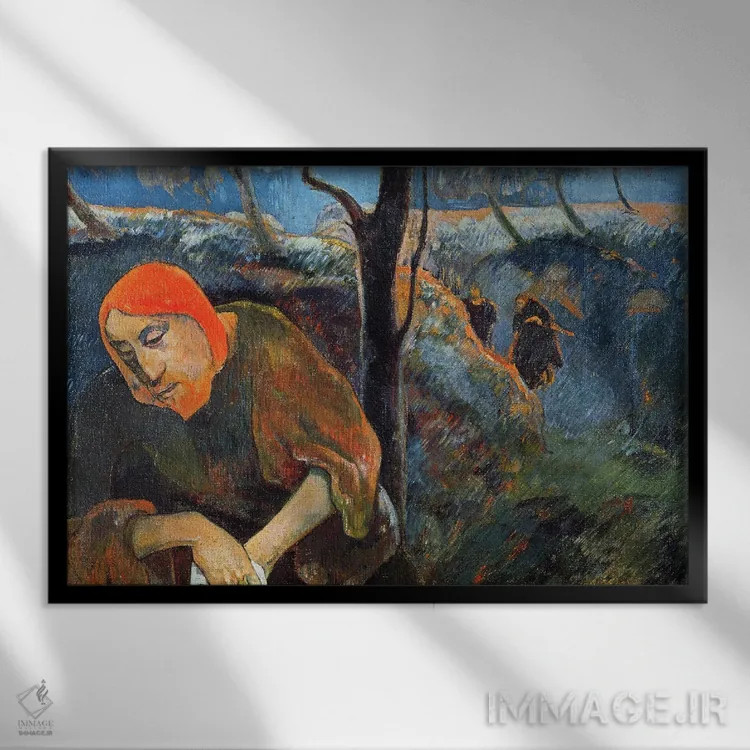 تابلو مسیح و باغ زیتون اثر پل گوگن - نمای قابدار مشکی