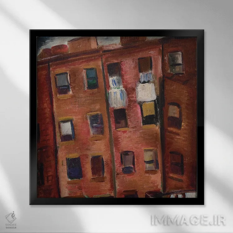 تابلو خانههای اجارهای (محله فقیرنشین) اثر مالوین گری جانسون - نمای قابدار مشکی