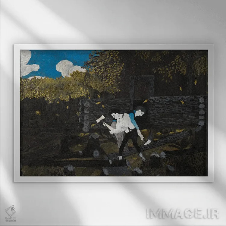 تابلو آبراهام لینکلن و پدرش اثر هوریس پیپین - نمای قابدار سفید