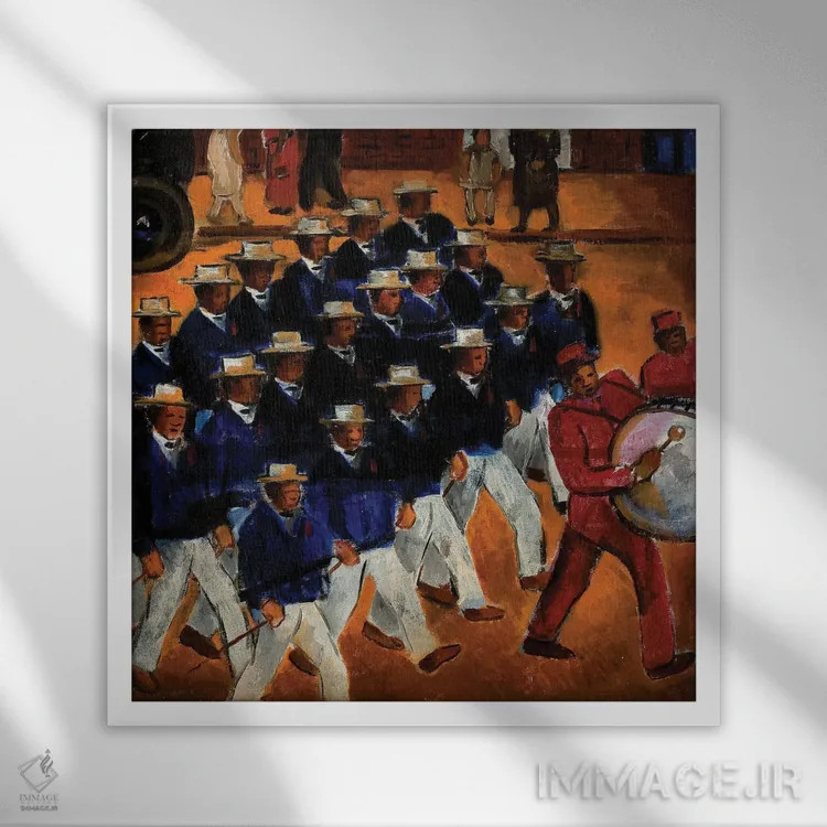 تابلو گوزنهای شمالی در حال رژه اثر مالوین گری جانسون - نمای قابدار سفید