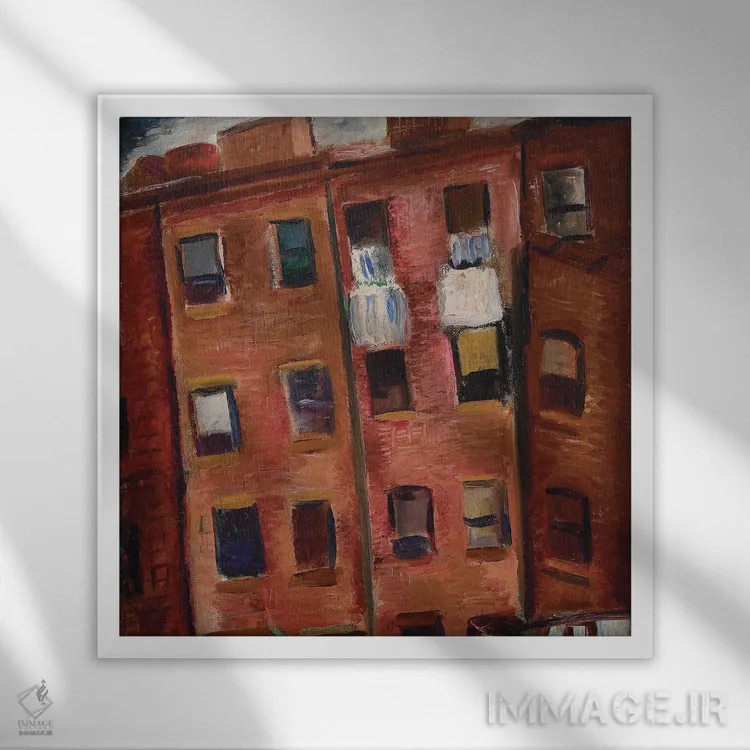 تابلو خانههای اجارهای (محله فقیرنشین) اثر مالوین گری جانسون - نمای قابدار سفید