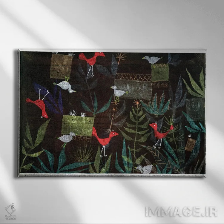 تابلو باغ پرندگان، ۱۹۲۴ (شماره ۲۲۳) اثر پل کله - نمای روبهرو روی دیوار