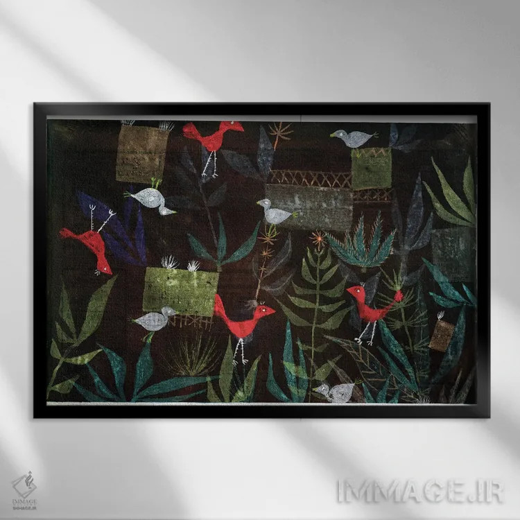 تابلو باغ پرندگان، ۱۹۲۴ (شماره ۲۲۳) اثر پل کله - نمای قابدار مشکی