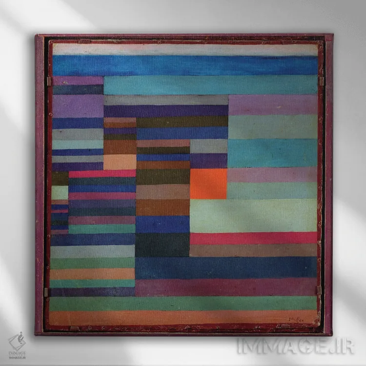 تابلو آتش در شامگاه، ۱۹۲۹ اثر پل کله - نمای روبهرو روی دیوار