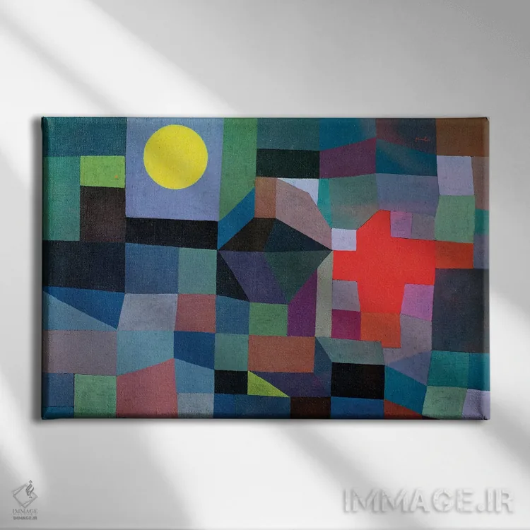 تابلو آتش، ماه کامل، ۱۹۳۳ اثر پل کله - نمای روبهرو روی دیوار