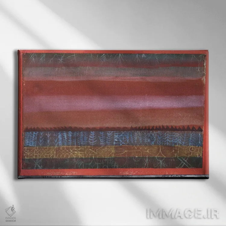 تابلو منظرهٔ لایهلایه، ۱۹۲۴ اثر پل کله - نمای روبهرو روی دیوار