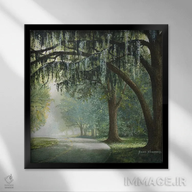 تابلو جاده ساحلی دریاچه شماره ۱ اثر بروس ناوراکه - نمای قابدار مشکی