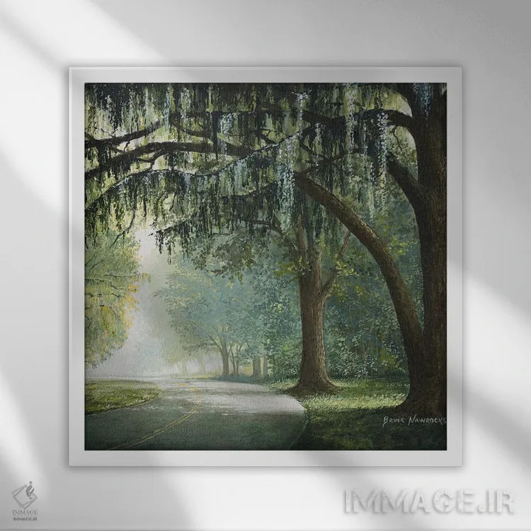 تابلو جاده ساحلی دریاچه شماره ۱ اثر بروس ناوراکه - نمای قابدار سفید