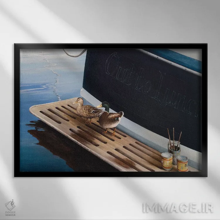 تابلو برای خوردن ناهار بیرون اثر بروس ناوراکه - نمای قابدار مشکی