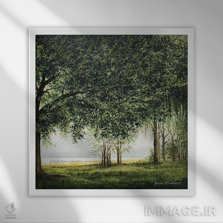 تابلو جاده ساحلی دریاچه شماره ۲ اثر بروس ناوراکه - نمای قابدار سفید