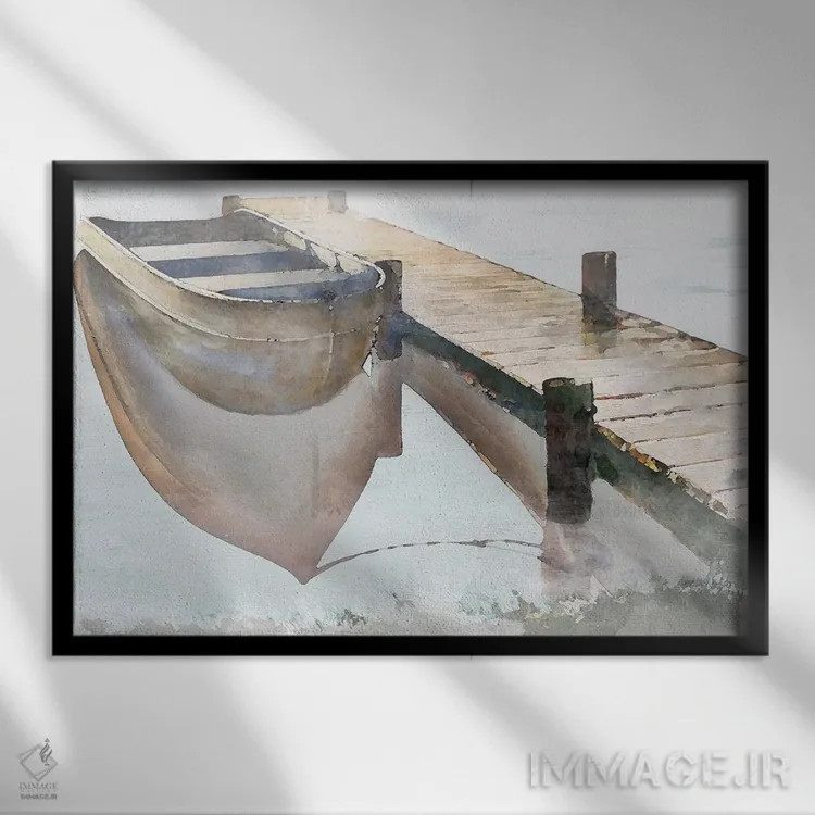 تابلو اسکله نوستالژیک اثر بروس ناوراکه - نمای قابدار مشکی