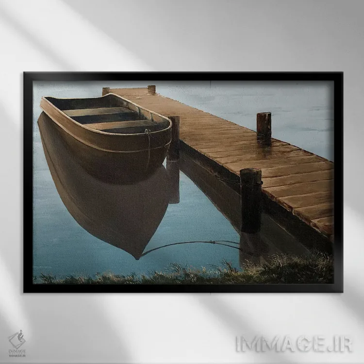 تابلو صبح آرام و آبی اثر بروس ناوراکه - نمای قابدار مشکی