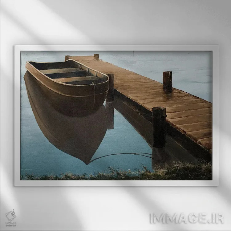 تابلو صبح آرام و آبی اثر بروس ناوراکه - نمای قابدار سفید