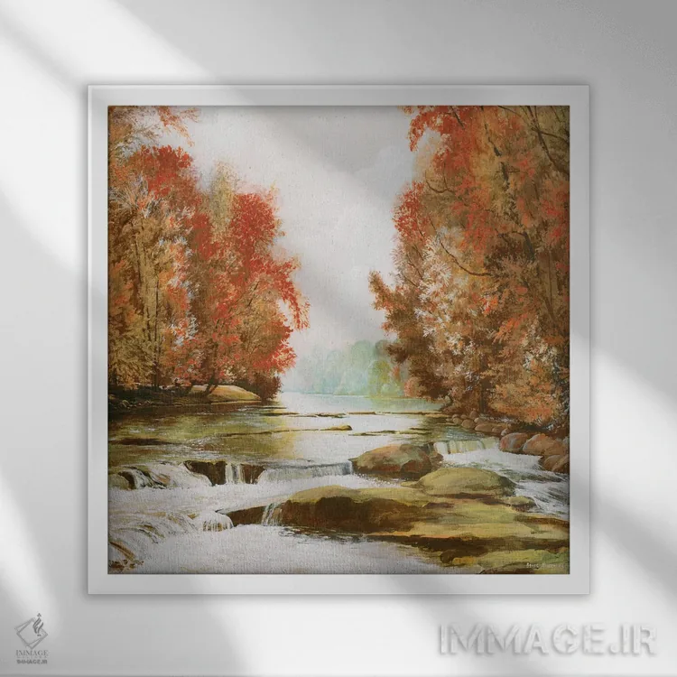 تابلو پاییز در پارک آتشنشانها اثر بروس ناوراکه - نمای قابدار سفید