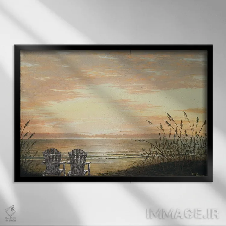 تابلو صندلیهای غروب اثر بروس ناوراکه - نمای قابدار مشکی