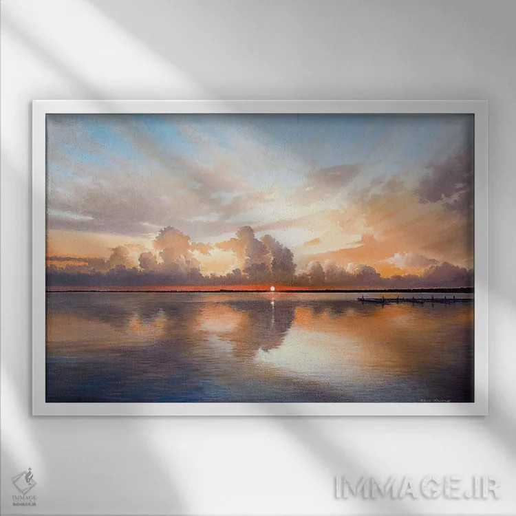 تابلو غروب و طلوع اثر بروس ناوراکه - نمای قابدار سفید