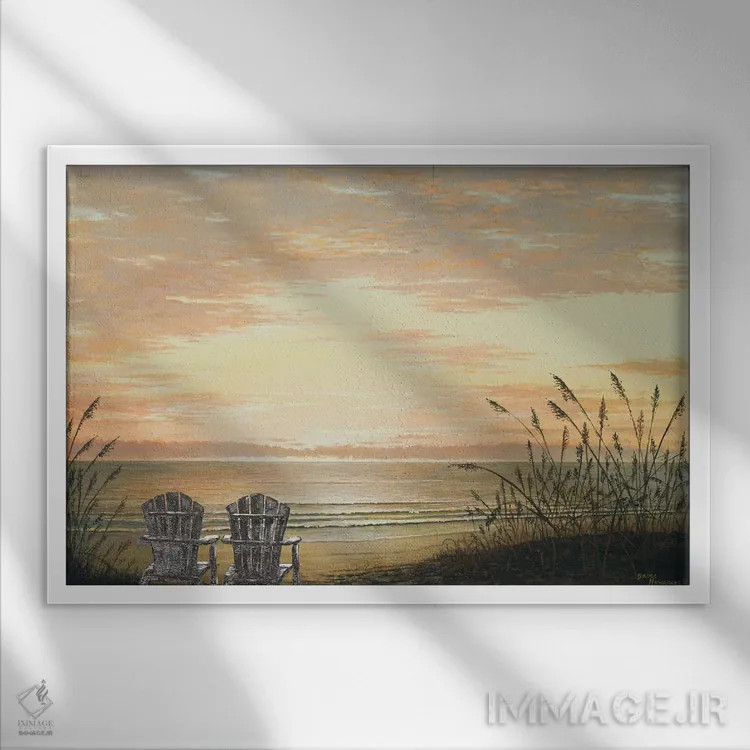 تابلو صندلیهای غروب اثر بروس ناوراکه - نمای قابدار سفید