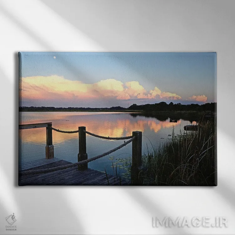 تابلو غروب کنار دریاچه I اثر بروس ناوراکه - نمای روبهرو روی دیوار