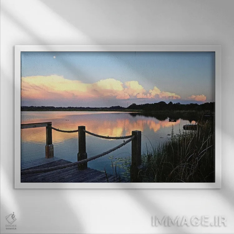 تابلو غروب کنار دریاچه I اثر بروس ناوراکه - نمای قابدار سفید