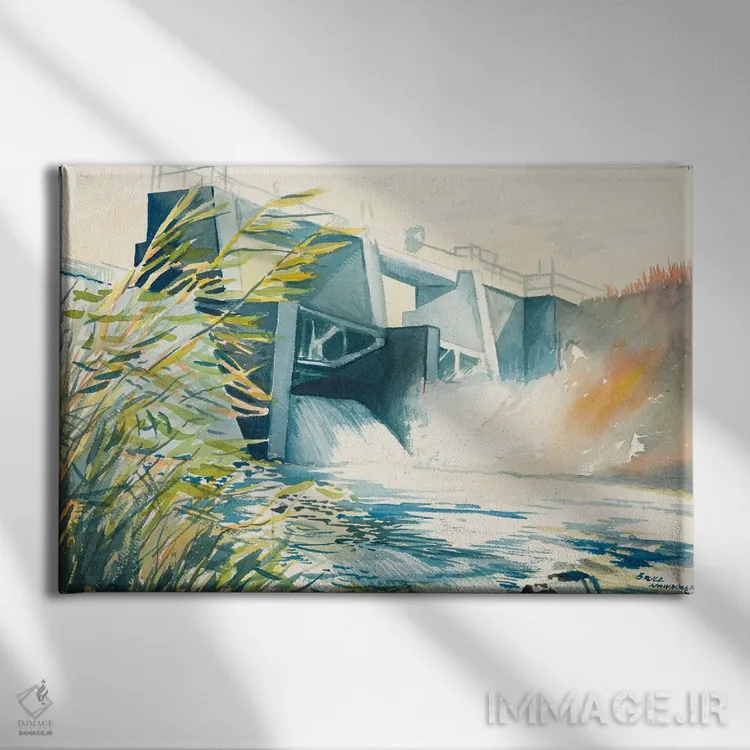 تابلو سد صنعتی اثر بروس ناوراکه - نمای روبهرو روی دیوار