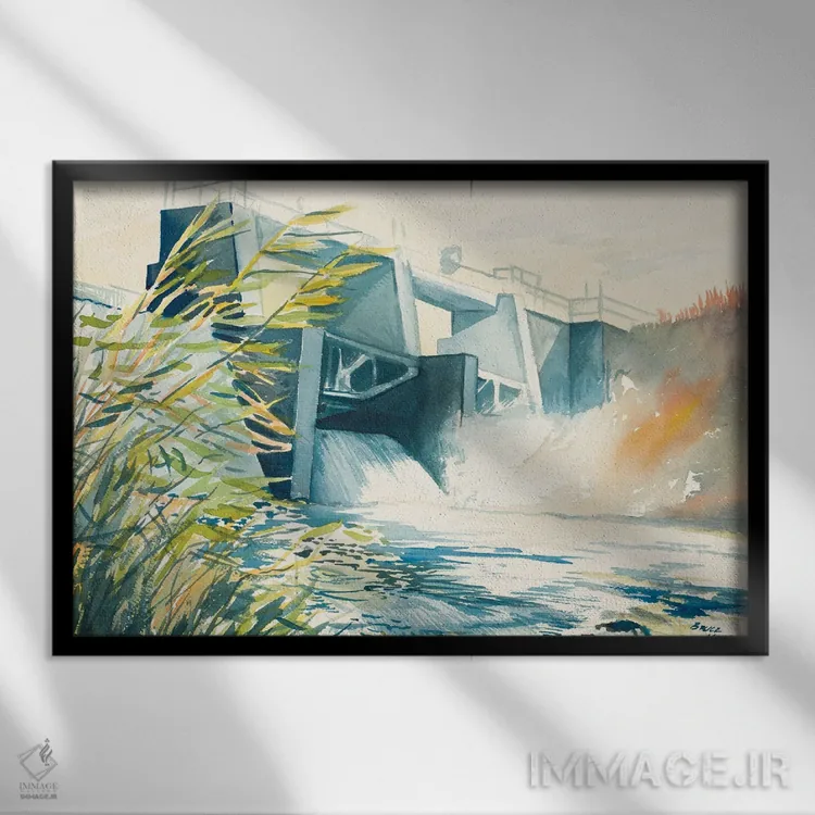 تابلو سد صنعتی اثر بروس ناوراکه - نمای قابدار مشکی