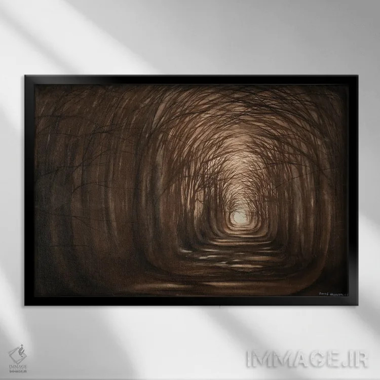 تابلو غروب در جنگل اثر بروس ناوراکه - نمای قابدار مشکی