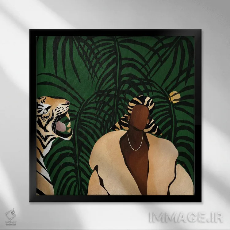 تابلو در طبیعت (سبز) اثر بریا نیکول - نمای قابدار مشکی