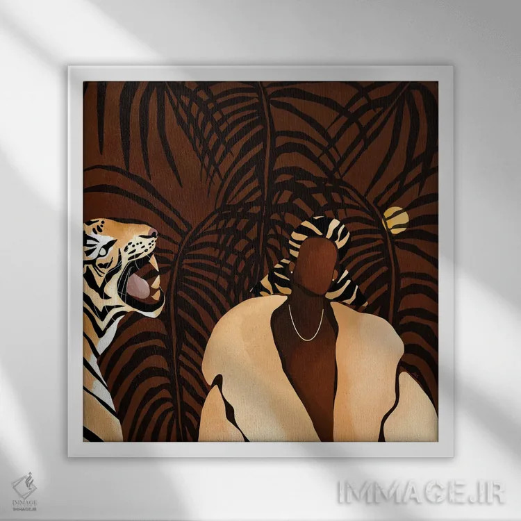 تابلو در طبیعت (قهوهای) اثر بریا نیکول - نمای قابدار سفید