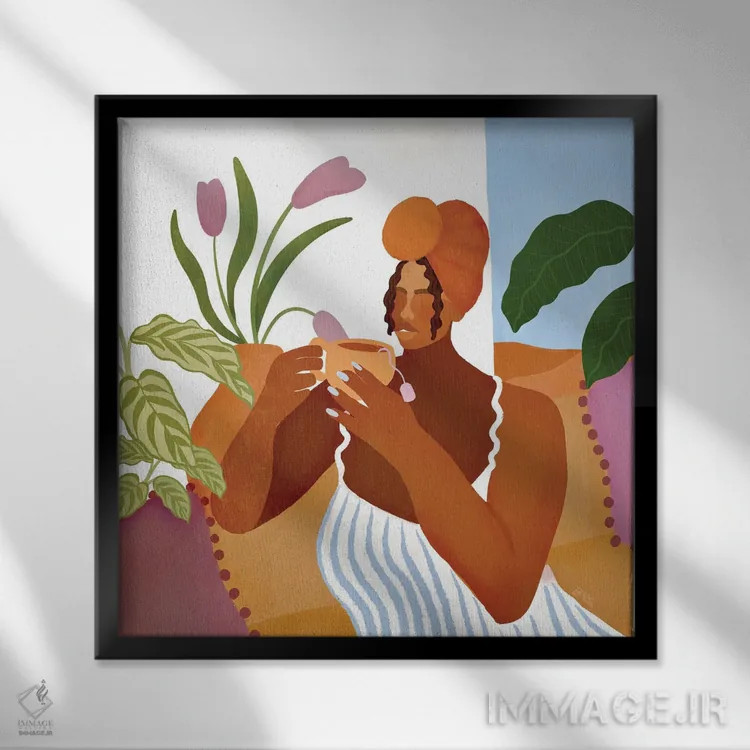 تابلو چای صبحگاهی اثر بریا نیکول - نمای قابدار مشکی