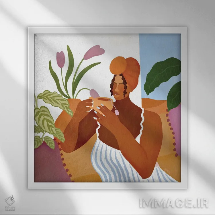 تابلو چای صبحگاهی اثر بریا نیکول - نمای قابدار سفید