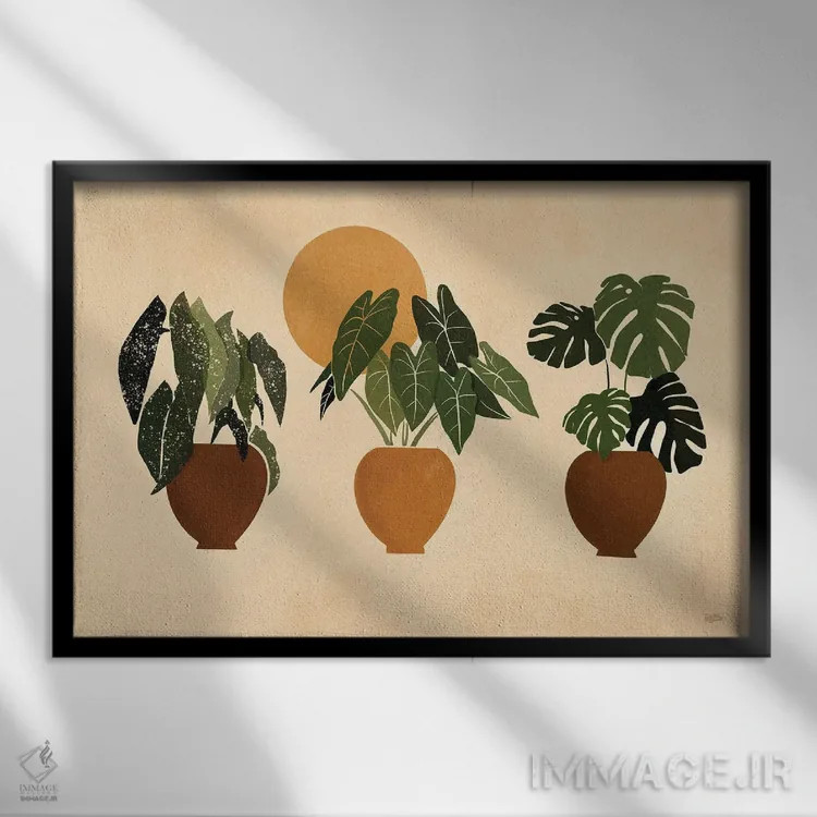 تابلو گیاهان آپارتمانی II اثر بریا نیکول - نمای قابدار مشکی