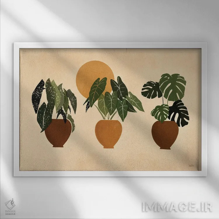 تابلو گیاهان آپارتمانی II اثر بریا نیکول - نمای قابدار سفید