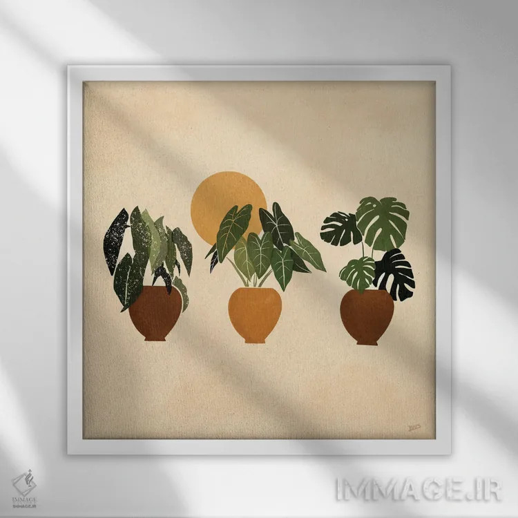 تابلو گیاهان آپارتمانی I اثر بریا نیکول - نمای قابدار سفید