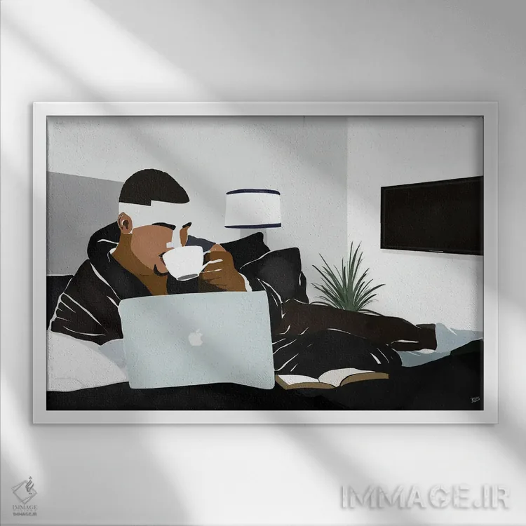 تابلو استراحت اثر بریا نیکول - نمای قابدار سفید