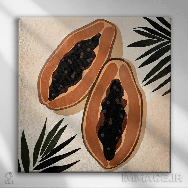 تابلو پاپایا (میوهٔ گرمسیری) اثر بریا نیکول - نمای روبهرو روی دیوار