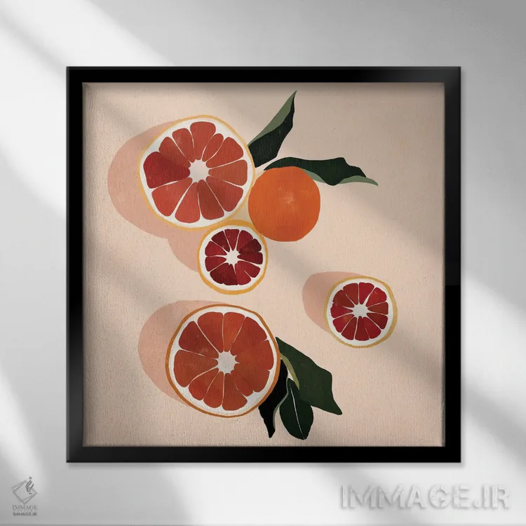 تابلو گریپفروت (میوه) اثر بریا نیکول - نمای قابدار مشکی