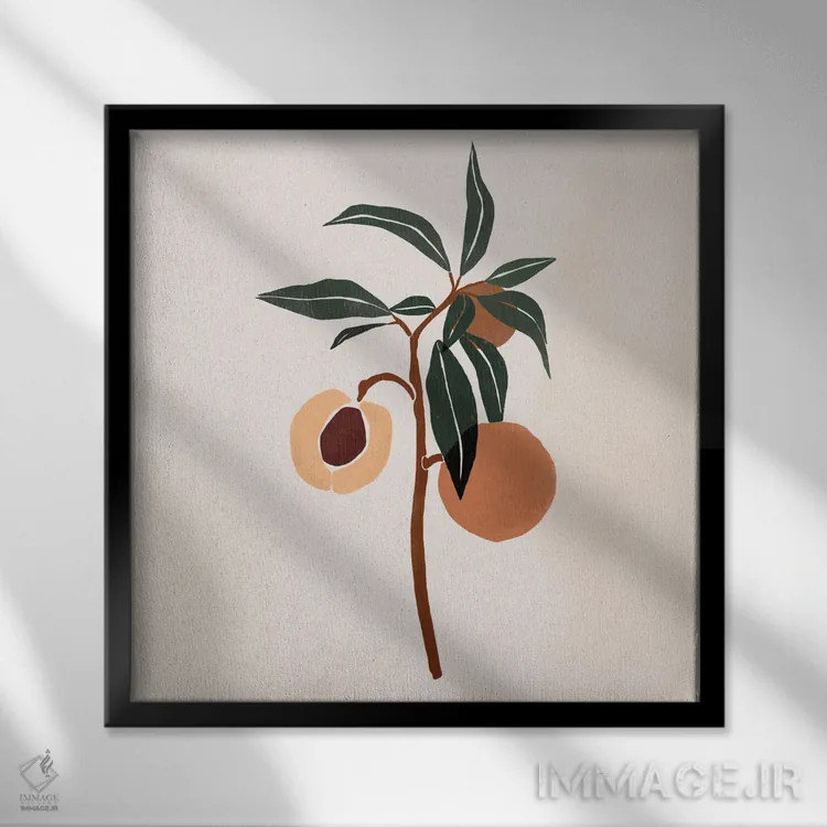 تابلو شاخهٔ هلو اثر بریا نیکول - نمای قابدار مشکی