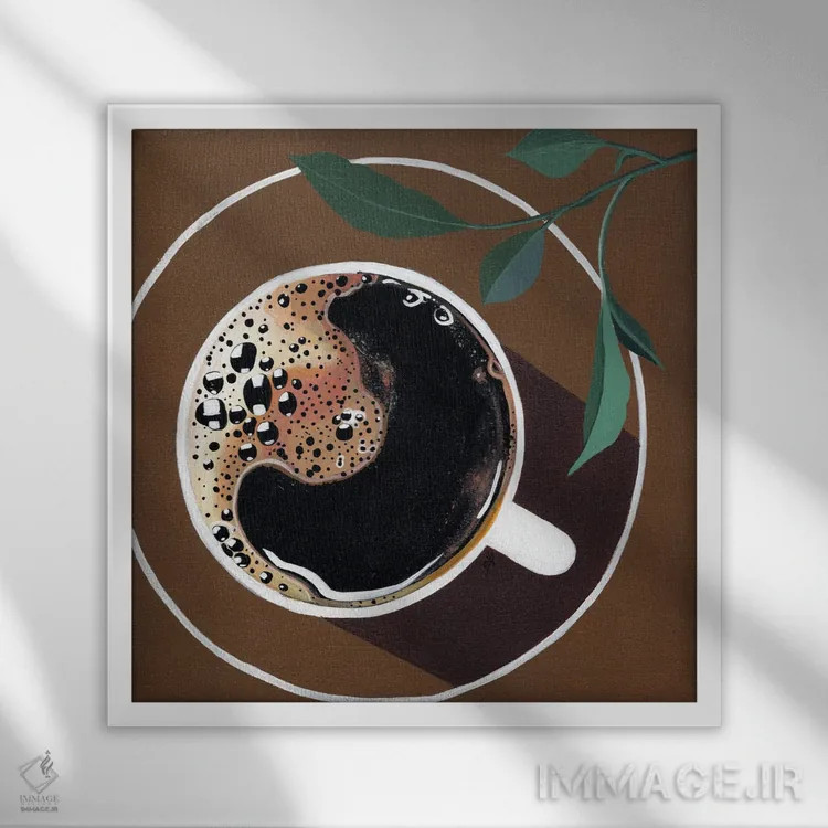 تابلو قهوه اثر بریا نیکول - نمای قابدار سفید