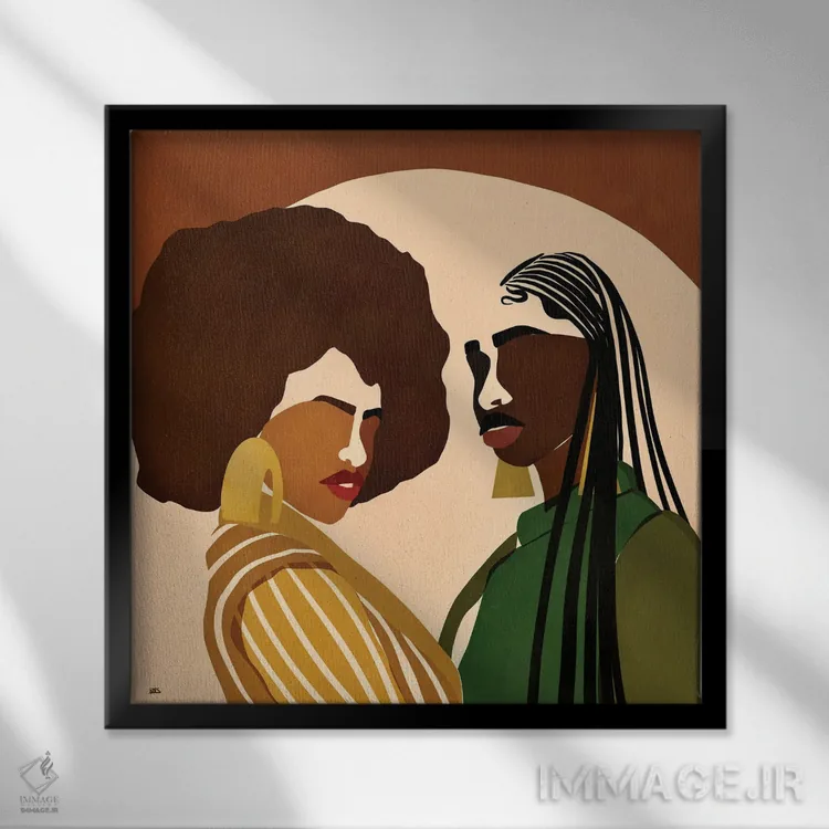 تابلو خواهران پرنده (لقب غیررسمی) اثر بریا نیکول - نمای قابدار مشکی